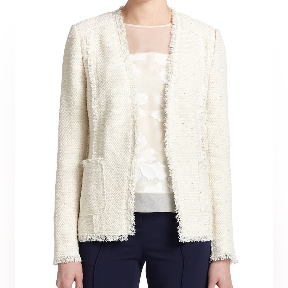 Fringe-trim Tweed Jacket (Size S) - Rebecca Taylor